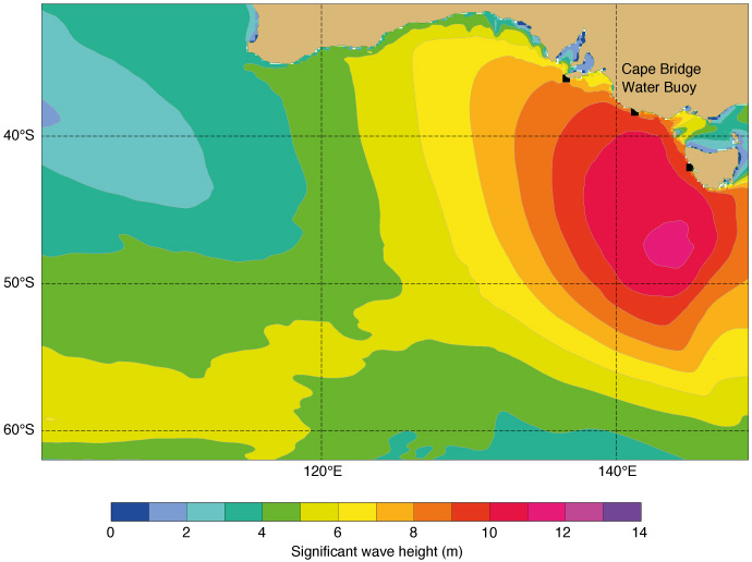 Significant wave height forecast southern Australia 10 Apr 2021