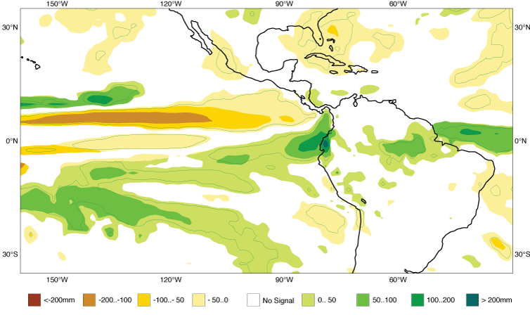 Seasonal forecast showing anomalously high precipitation in region of Peru 