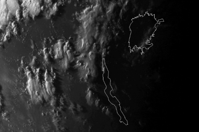 Meteosat visible channel image showing evening convection over central Africa, 16:00 UTC, 7 May 2016